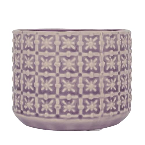 Nordring Ceramic Flower Pot Cross - colorful Planter, Pot for plants sukkulents Size S (10 cm ø) Dia 4'', Stoneware, mauve