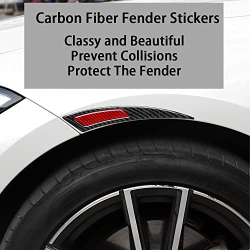 Image of Fender Anti-Scratch Protector Trim,Carbon Fiber Emblem Protector Fender Molding Side Stickers Decals Badge Sports Decoration Lossless Installtion Accessories 2 Packs Red