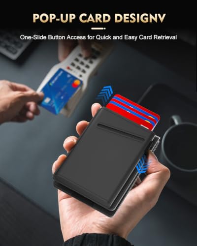 Image of Wallet for Men, RFID Blocking Slim Minimalist Wallet, Pop Up Card Holder
