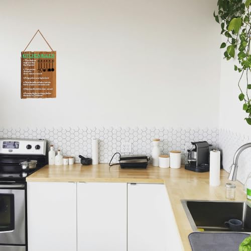 Image of PNF Poster And Frames KITCHEN RULES Quote Wall art & Door Hanging Frame For Kitchen, Dining, restaurants Decor | Walland home Decor for Living Room | Room Decor Wall Decor Items For Bedroom | (Wooden, 11x9 Inch,brown)-70-2