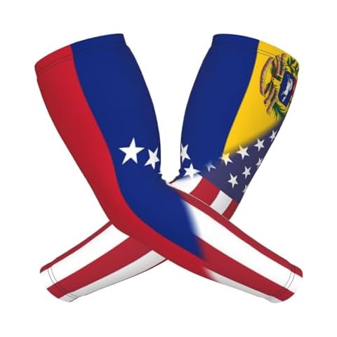 CUTEDWARF American Flag And Venezuelan Flag Sun Protection Arm Long Sleeve Protector Unisex Outdoor Sports Protective Sleeve Guard Cover