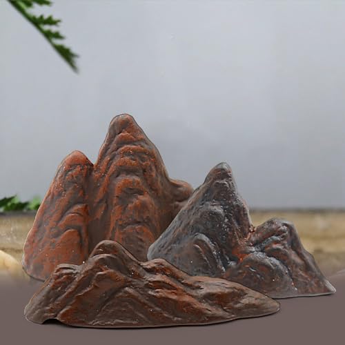 Image of Saihisday 3PCS Aquarium Mountain View Decor, Miniature Mountain Models, Ceramic Rockery Ornaments for Aquarium Fish Tank Landscape Kit