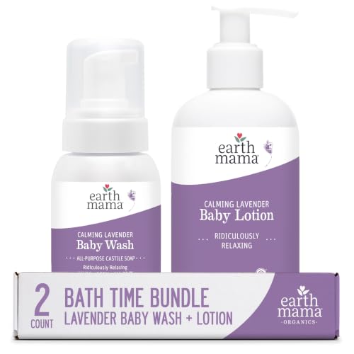 Image of Earth Mama Bathtime Bundle | Calming Lavender Castile Baby Wash & Moisturizing Calendula Lotion