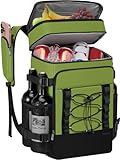 MIYCOO Cooler Backpack - 40 Cans Insulated Backpack Cooler for Men & Women, Portable 2 Leak Proof Compartments Coolers Bag for Beach Travel Picnic Lunch Hiking BBQ Camping, Green, 28L