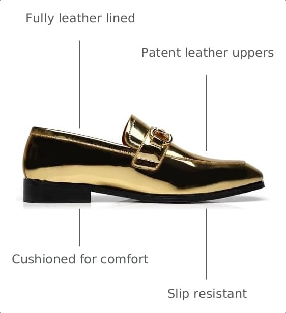 Erphpre Paul Men's Tuxedo Patent Leather Loafers Dress Shoes Gold US 10.5 by Erphpre Paul - Used condition - Image 3
