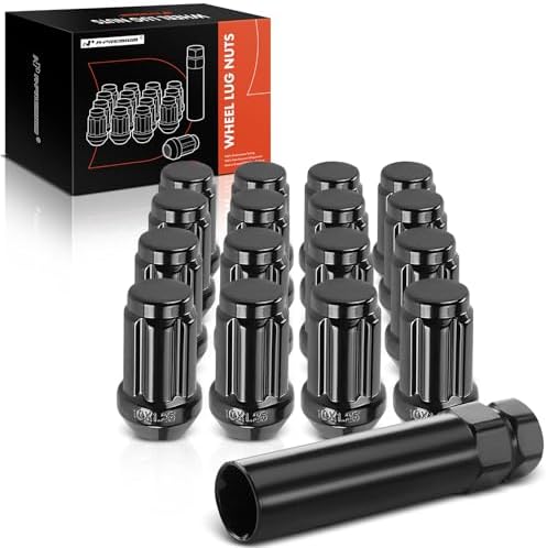 ATV M10x1.25 Aftermarket Lug Nuts For Most Honda Yamaha Kawasaki Suzuki, Dynofit 16pcs 1socket 10mm-1.25 Black Spline Drive Conical/Cone Lugnuts For Arctic Cat/Can-Am Tuner Quad, 19mm/21mm Hex Key