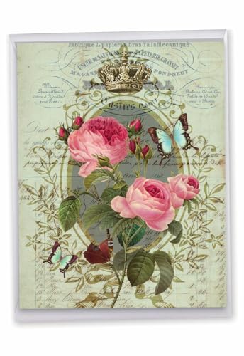 NobleWorks Jumbo Thank You Notecard w/Envelope Romance and Roses J2379CTYG