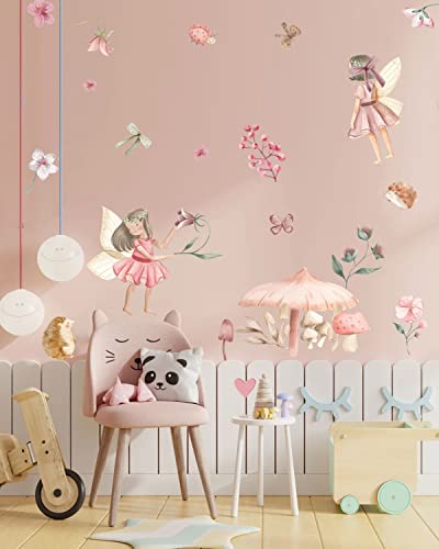 Vinyl Flower Angel Fairy Wall Decal Stickers Girls Room Decals Peel And Stick For Nursery Kids Bedroom Playroom Bathroom Wall Decor #TOP7