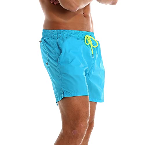 Ynimioaox Men's Swim Trunks Quick Dry Beach Shorts Swimwear Bathing Suit With Mesh Lining (A15-Sky Blue, 32) #TOP1