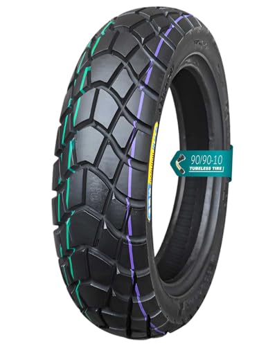 MZBZYU 90/90-10 Tire Tubeless Scooter Tire for Front, 90/90/10 Offroad Anti-Slip Tire, 90 90 10 Wear-Resistant Tires Used for Daily Commuting on Various Roads 330 kPa MAX Load 535 LBS