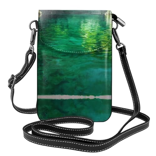 Sac à bandoulière en cuir imprimé d'eau vert lac pour smartphone chic