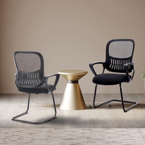 With Sled Base Set Of 2, Ergonomic Executive Mesh Computer Chairs With Lumbar Support For Home Bedroom Waiting Reception Guest Student