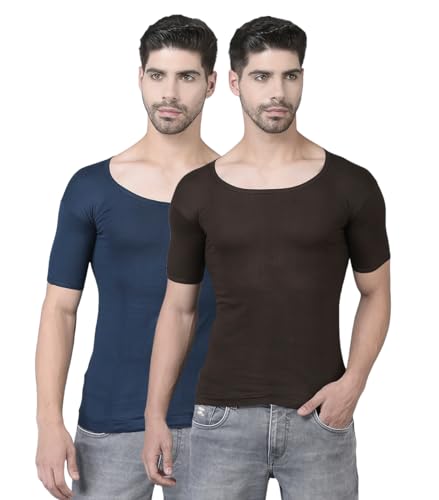 Image of Dollar Lehar Men Combed Cotton Round Neck with Sleeve Vest -Colour May Vary
