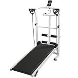 YJIIJY Tapis Roulant Manuale Pieghevole, Tapis Roulant Multifunzione con Display LED, Sit-Up e...