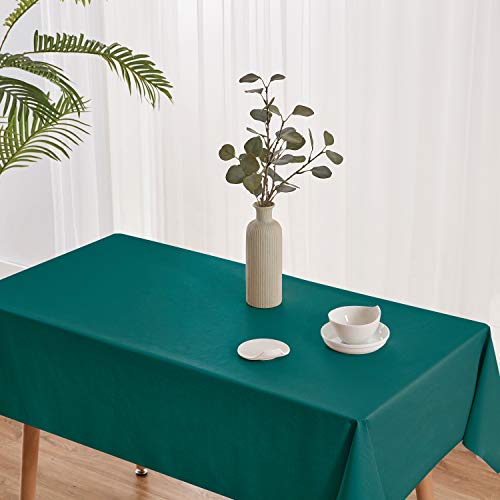 Image of NLMUVW Square Vinyl Tablecloth 100% Waterproof Spill Proof PVC Table Cloth Wipe Clean Table Cover for Kitchen Dining Picnic, Teal, 42 x 42 Inch