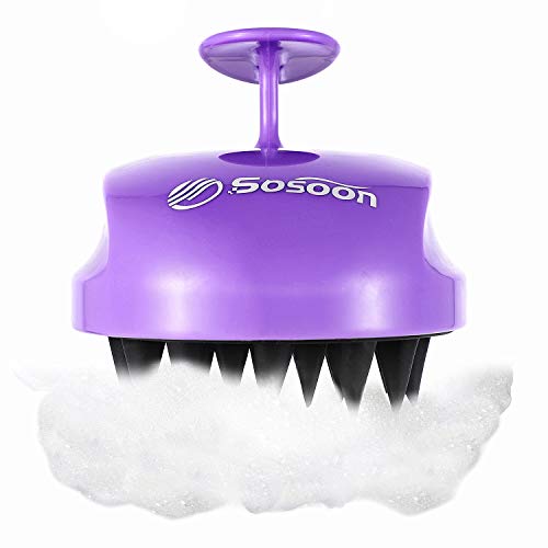 Sosoon Hair Scalp Massager Shampoo Brush, Soft Silicone No Flaky Scalp Brush for Wet or Dry Hair, Head Scrubber Scalp Exfoliator Anti Dandruff Brush (Purple)
