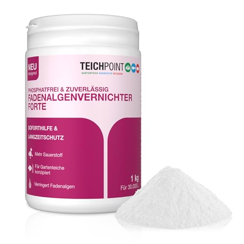 Fadenalgenvernichter Forte, gegen Algenwachstum im Teich, Algemittel Pulver für Koiteich und Gartenteich, phosphatfreier Fadenalgen-Vernichter für algenfreie Teich-Oase (1 kg)