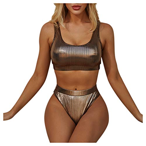 Bikinis Mujer 2020,Conjunto de Bikini de Vendaje Bling para Mujer Traje de baño brasileño Push-up Traje de baño de Playa