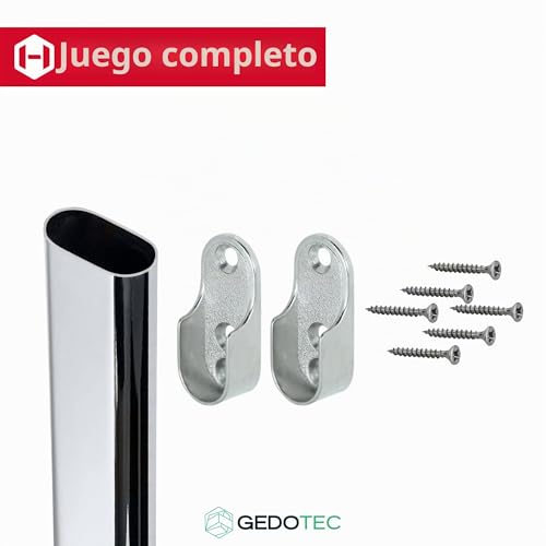 Miniatura 4 de Gedotec Barra De Suspensión Para La Ropa Tubo Organizador De Acero Inoxidable Perchero Para Secar Y Colgar Ganchos En Lavandería Y Closet 1000 X 30 X 15 Mm Fácil Instalación 1 Juego