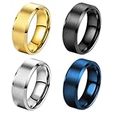 Mens Wedding Band Rings for Men 4pcs Stainless Steel Ring Mens Rings Wedding Ring Set 8MM Width