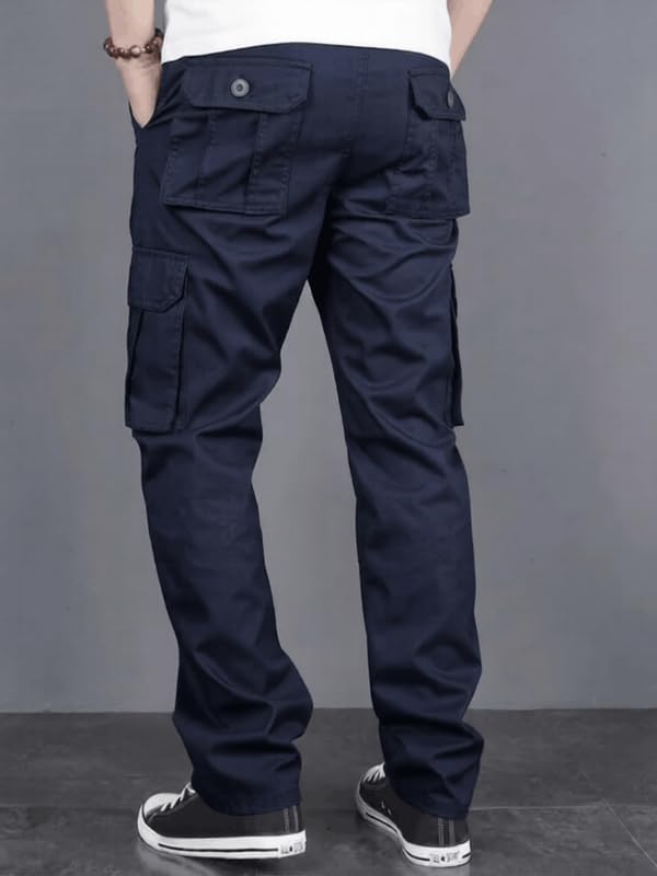 Image of Men's Casual Cargo Pants | Regular Fit Multi-Pocket Trousers-