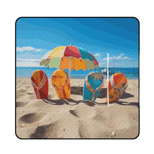 Couverture de plage imperméable et pliable avec fermeture éclair colorée