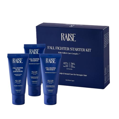 Image of Raise Fall Fighter Anti-Hairfall Travel Kit | 3-step hair care routine | 67% Less Hair Loss in 6 Weeks | Infused with Rosemary | SLS & Paraben Free | Exfoliate, Cleanse & Condition| 30ml Each