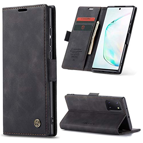 Phernykas Coque pour Samsung Galaxy Note 10 Lite Étui Portefeuille Wallet Cover en Cuir PU avec Cartes Magnétique et RFID Protection Antivol Folio Housse Samsung Note 10 Lite Case, Noir