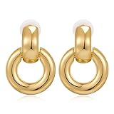 Women Clip On Doorknocker Earrings Gold Statement Clip Earrings for Women Girls