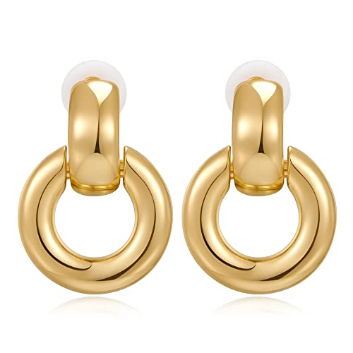 Women Clip On Doorknocker Earrings Gold Statement Clip Earrings For Women Girls #TOP14