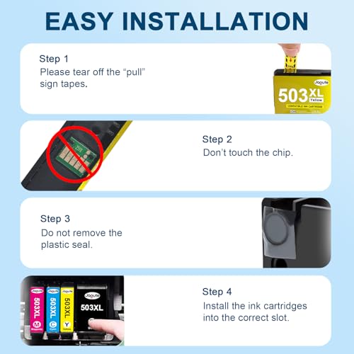 Jagute 503 503XL Schwarz Druckerpatronen Kompatibel mit Epson 503XL Schwarz 503XL Patronen für Epson Expression Home XP 5200 XP-5205 Workforce WF-2960DWF WF-2965DWF Drucker (4er-Pack, BK 503/503XL)