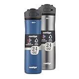 Contigo Ashland Chill 2.0, 2-Pack, 24oz, Stainless Steel with Straw and Handle, Dual Insulated for Cold and Hot Drinks, Blue Corn and Stainless Steel
