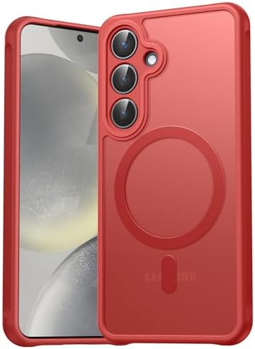 EASDNB für Samsung Galaxy S24 Hülle für Magsafe, Magnetisch Handyhülle für Samsung S24 Hülle, Kameraschutz Stoßfeste Kratzfeste Durchscheinende Schutzhülle für Galaxy S24 Case, Rot