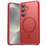 EASDNB Funda para Samsung Galaxy S24 Magsafe, funda magnética para Samsung S24, protección de cámara, resistente a los golpes, resistente a los arañazos, translúcida para Galaxy S24, color rojo