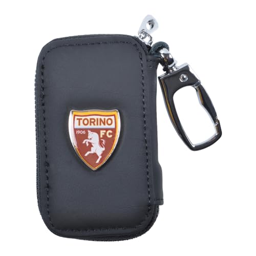 Dttra TORINO FC 261839 Torino Leather Keyring with Zip, Inner Rings and Logo Applied Plate, Black, Taglia unica