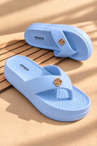 Image of ATHCO womens Fenny Women's Acupressure Slippers & Flip-Flops | Soft Foot Massager, Lightweight, Anti-Skid, Waterproof Comfort Slippers for Women & Girls | Daily Casual Wear