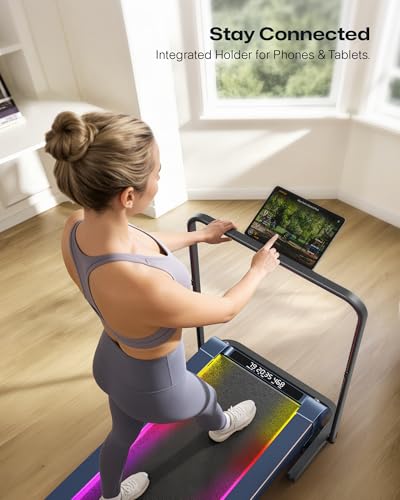 UREVO Walking Pad Handle Bar Only, Universal Compatible for Walking Pads 23.6'' Wide, Transform WalkingPad Into a Treadmill in Seconds, Easy Moving with Wheels, Quick Assembly, Sturdy Design, Black