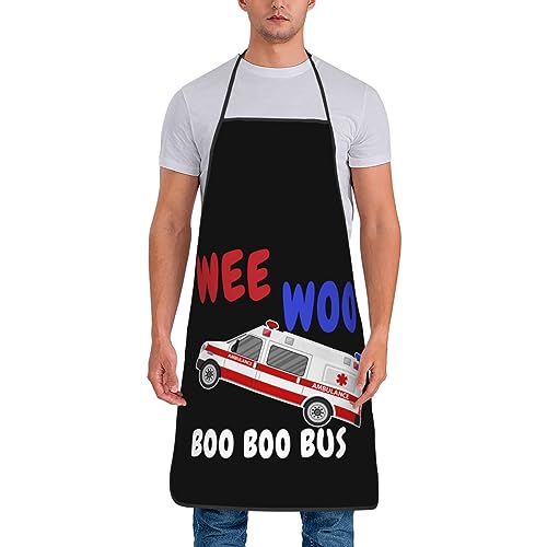 Zusolf Wee Woo Ambulance Amr Funny Ems Emt Paramedic Adjustable Chef Aprons For Kitchen, Cooking, Bbq & Grill