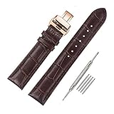 MATERIAL: Die Uhrenarmbänder bestehen aus echtem Leder aus hochwertigem italienischem Leder, die Oberfläche ist aus mattem Alligator geprägtem Leder mit Ton-in-Ton-Naht (schwarze Naht), guter Qualität und starker Haltbarkeit.