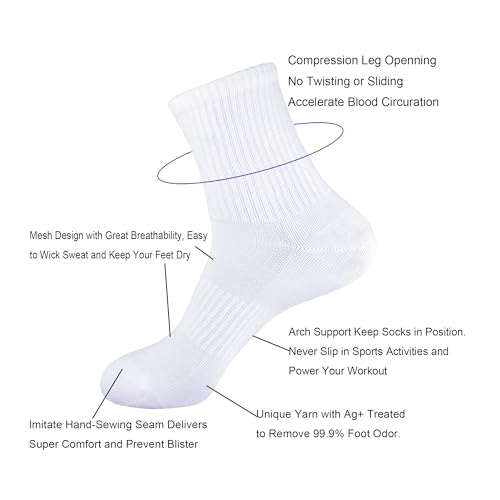 Image of Womens Anti Odor Breathable Moisture Wicking Sports Cotton Low Cut /Quarter Crew Socks for Athletes Foot