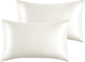 Luxury Silky Satin Pillowcases 2 Pack for Hair and Skin, Pillow Protector with Hidden Zipper Closure Cooling Pillow Cases (Queen(20"x30"), Ivory)