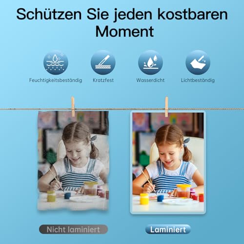 Raycial A4 Laminiergerät, 4 in 1 Laminiermaschine mit 50 Stück Laminierfolien, Laminator mit 5 Laminiermodi und Automatische Abschaltung, Laminiergerät A4/A5/A6 mit Papierschneider und Eckrunde