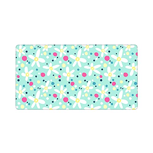 DADABULIU マウスパッド 大型 ゲーミング 花 デージー まだら模様 緑 マウスマット デスクマット 特大 おおきい キーボードパッド ゴム底 エレコム 光学式 マウス対応 滑り止め 耐久性 良い おしゃれ かわいい 防水 サイバーカフェ オフィス