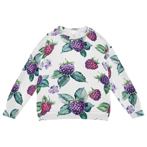 JUNZAN Fresh Dewberry Fruit White Little Kids Sweatshirt Hoodie Crewneck Outerwear for Kids Athletic 4T