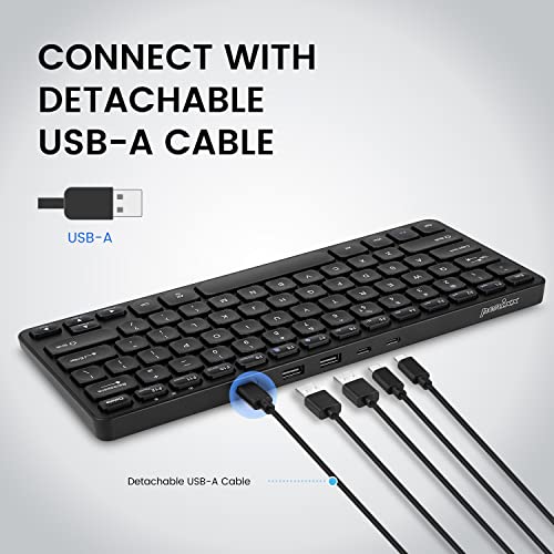 Perixx PERIBOARD-416 Wired Mini USB Keyboard with 4 Hubs - X Type Scissor Keys - Detachable USB-C and A Cable - US English by Perixx - Image 3