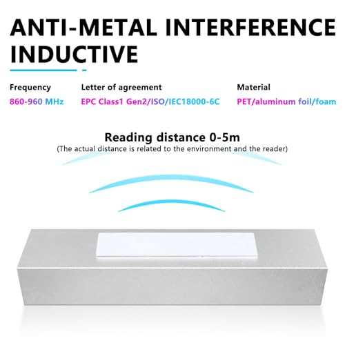 YANZEO Amostra de etiqueta RFID UHF, 5 amostras 3 peças cada adesivos flexíveis resistentes a metal,