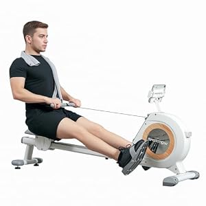 SPORTNOW Magnetische roeimachine met 16 weerstandsniveaus, roeimachine voor krachttraining, met lcd-display en telefoonhouder, verticale opslag, maximale capaciteit 120 kg, wit en grijs