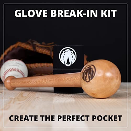 Rhino Wax - Baseball Glove Basic Break In Kit - Includes Baseball Glove Mallet And Glove Wrap - Soften And Shape Baseball Or Softball Gloves Like The Pros - Forma Tu Guante De Beisbol A La Perfeccion #TOP4