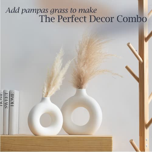 Ceramic Vases For Home Decor, Circle Vase With Hole, Donut Vase, Boho Vase, Ceramic Vase, Vases For Flowers, Decorative Vase, White Ceramic Vase, Pampas Grass Vase, Circular Vase, White Vase 7 Inches #TOP4