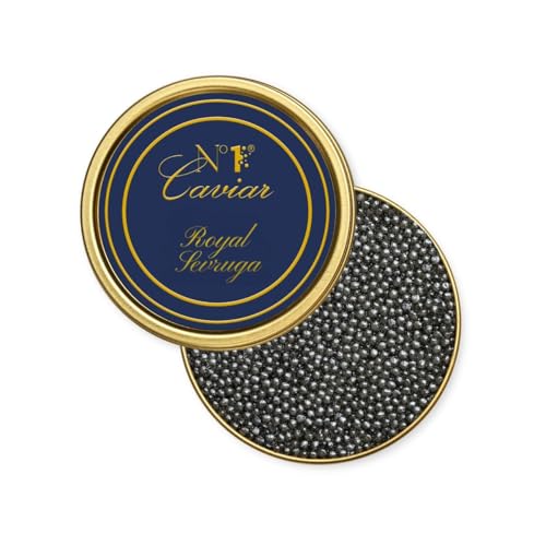 Number One Caviar - Royal Sevruga Caviar - Premium Acipenser Stellatus Sturgeon Roe - Bold Briny Oceanic Flavor - Small Delicate Pearls - Gourmet Seafood Gift